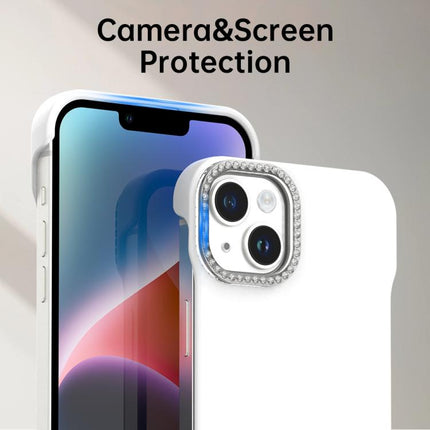 Candy Diamond Half-frame Frosted PC Hybrid TPU Phone Case, For iPhone 14 Plus, For iPhone 14, For iPhone 14 Pro