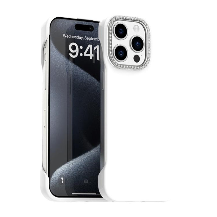 Candy Diamond Half-frame Frosted PC Hybrid TPU Phone Case, For iPhone 15 Pro, For iPhone 15 Plus, For iPhone 15