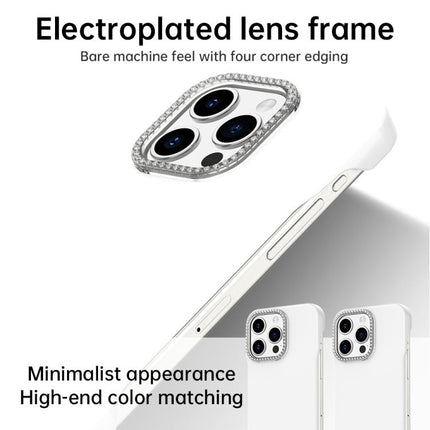 Candy Diamond Half-frame Frosted PC Hybrid TPU Phone Case, For iPhone 15 Pro, For iPhone 15 Plus, For iPhone 15