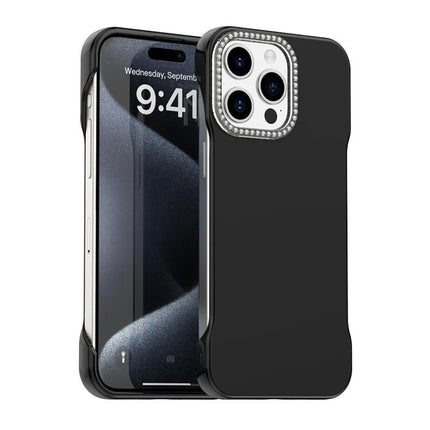 Candy Diamond Half-frame Frosted PC Hybrid TPU Phone Case, For iPhone 15 Pro, For iPhone 15 Plus, For iPhone 15