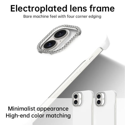 Candy Diamond Half-frame Frosted PC Hybrid TPU Phone Case, For iPhone 16 Plus, For iPhone 16, For iPhone 15 Pro Max