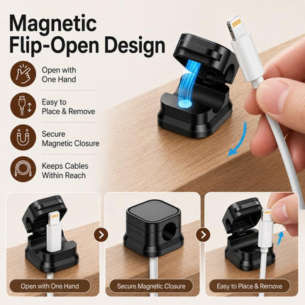 6pcs / Set Magnetic Cable Organizer Wall-Mounted Data Cable Holder