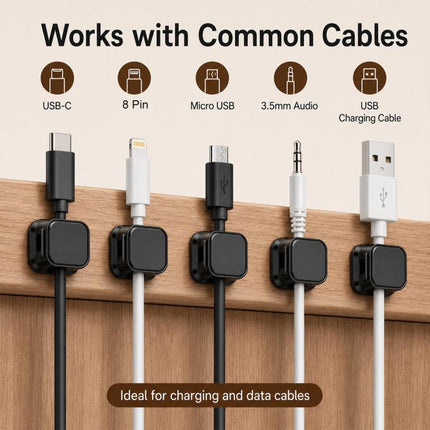 6pcs / Set Magnetic Cable Organizer Wall-Mounted Data Cable Holder