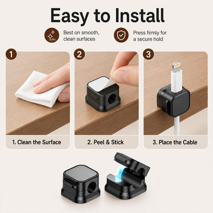 6pcs / Set Magnetic Cable Organizer Wall-Mounted Data Cable Holder