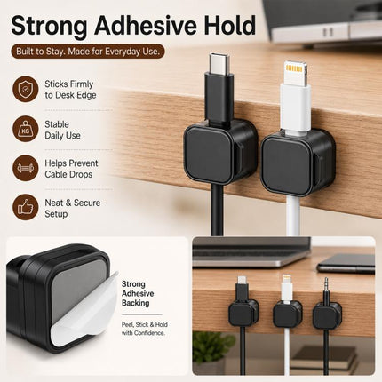 6pcs / Set Magnetic Cable Organizer Wall-Mounted Data Cable Holder