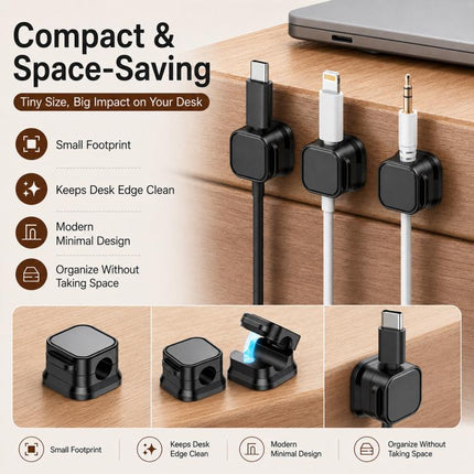 6pcs / Set Magnetic Cable Organizer Wall-Mounted Data Cable Holder