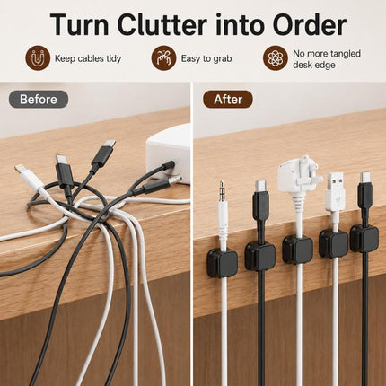 6pcs / Set Magnetic Cable Organizer Wall-Mounted Data Cable Holder