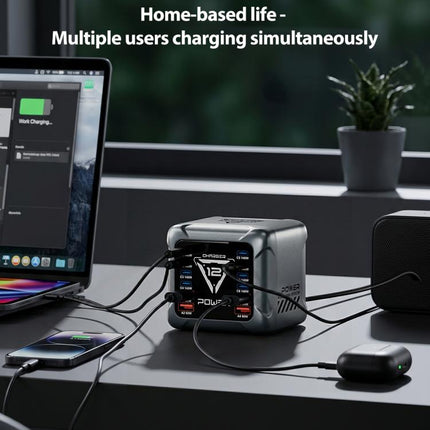 BK-127D 1200W GaN Multi Interface Desktop Charger with RGB Touch Lighting, EU Plug, US Plug, AU Plug, UK Plug