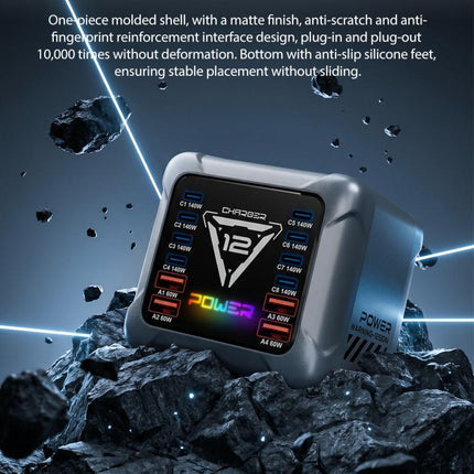 BK-127D 1200W GaN Multi Interface Desktop Charger with RGB Touch Lighting, EU Plug, US Plug, AU Plug, UK Plug