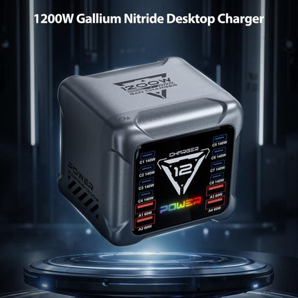 BK-127D 1200W GaN Multi Interface Desktop Charger with RGB Touch Lighting, EU Plug, US Plug, AU Plug, UK Plug