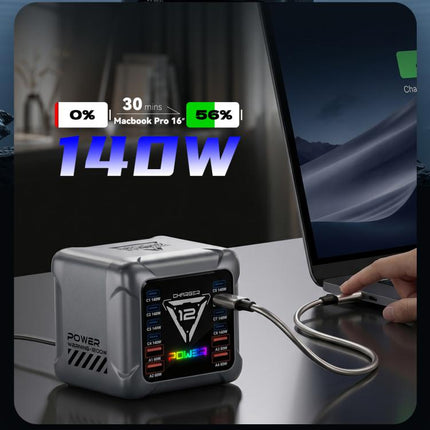 BK-127D 1200W GaN Multi Interface Desktop Charger with RGB Touch Lighting, EU Plug, US Plug, AU Plug, UK Plug
