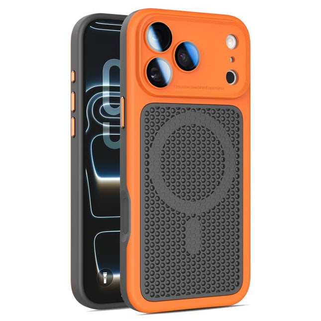 Armor Shield Mesh Cooling Magnetic Phone Case with Lens Film, For iPhone 17 Pro Max, For iPhone 17 Pro, For iPhone 17, For iPhone 16 Pro Max