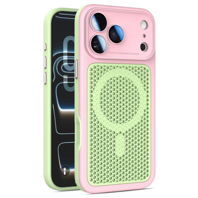 Armor Shield Mesh Cooling Magnetic Phone Case with Lens Film, For iPhone 17 Pro Max, For iPhone 17 Pro, For iPhone 17, For iPhone 16 Pro Max