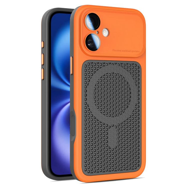 Armor Shield Mesh Cooling Magnetic Phone Case with Lens Film, For iPhone 16 Pro, For iPhone 16 Plus, For iPhone 16, For iPhone 15 Pro Max