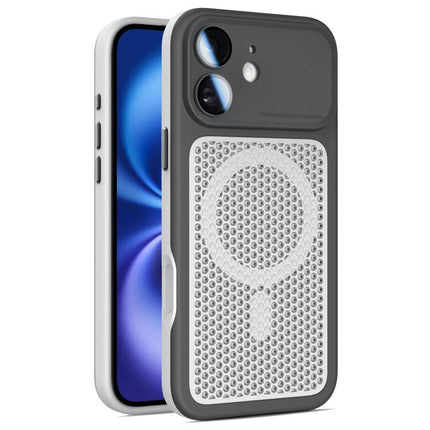 Armor Shield Mesh Cooling Magnetic Phone Case with Lens Film, For iPhone 16 Pro, For iPhone 16 Plus, For iPhone 16, For iPhone 15 Pro Max