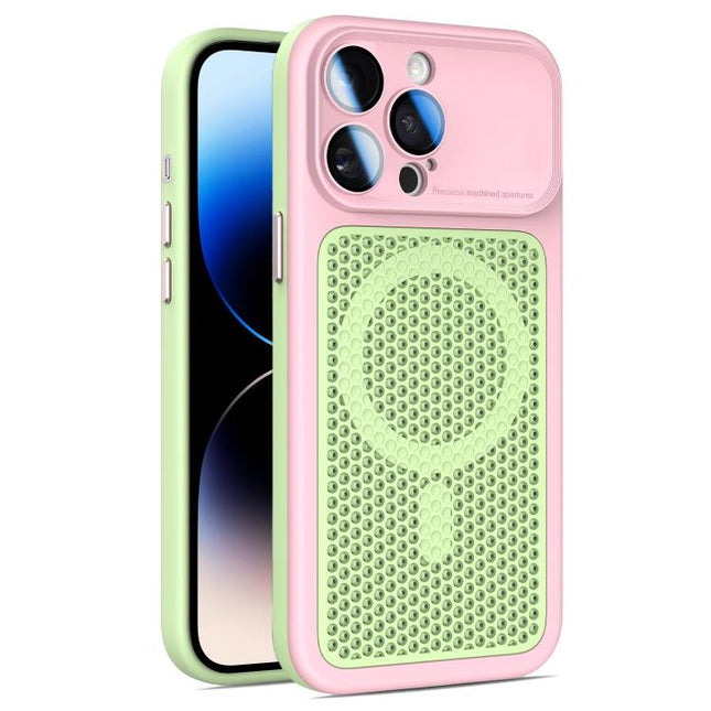 Armor Shield Mesh Cooling Magnetic Phone Case with Lens Film, For iPhone 14 Pro, For iPhone 14 Pro Max, For iPhone 13 Pro Max, For iPhone 13 Pro