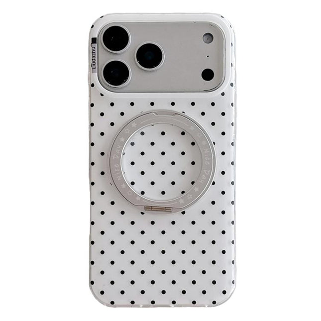 Minimalist Point Pattern 360 Rotating Holder Magnetic Phone Case, For iPhone 17 Pro Max, For iPhone 17 Pro, For iPhone 17, For iPhone 16 Pro Max, For iPhone 16 Pro, For iPhone 16, For iPhone 15 Pro Max