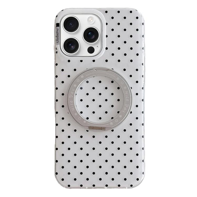 Minimalist Point Pattern 360 Rotating Holder Magnetic Phone Case, For iPhone 17 Pro Max, For iPhone 17 Pro, For iPhone 17, For iPhone 16 Pro Max, For iPhone 16 Pro, For iPhone 16, For iPhone 15 Pro Max
