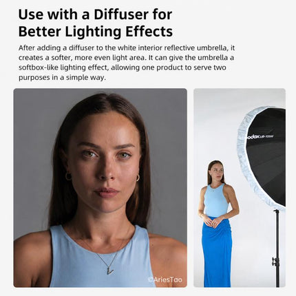 Godox Photography Studio Reflector Diffuser, DPU-85T Reflect Umbrella Sotfbox, DPU-105T Reflect Umbrella Sotfbox, DPU-130T Reflect Umbrella Sotfbox, DPU-165T Reflect Umbrella Sotfbox, DPU-85BS Black Silver Softbox Reflector                             ...