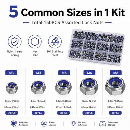 Anti-Slip Hexagonal Nut Plug 150PCS, M4-M6
