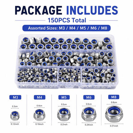 Anti-Slip Hexagonal Nut Plug 150PCS, M4-M6