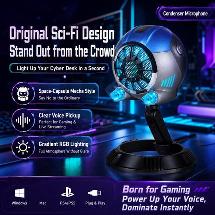 DJ-86 Cyberpunk-style Condenser Desktop Microphone