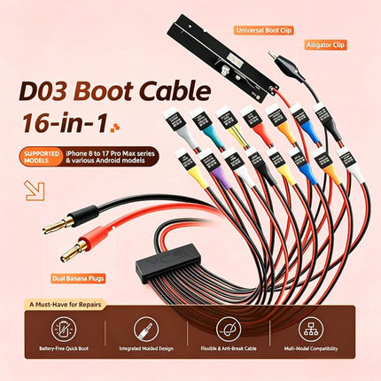 MR.YANG D03 16 in 1 Charging Boot DC Power Detection Cable for iPhone 8-17  Pro Max / Android, MR.YANG D03