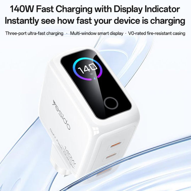 Yesido YC158 140W Dynamic Digital Display Charger, YC158 UK Plug
