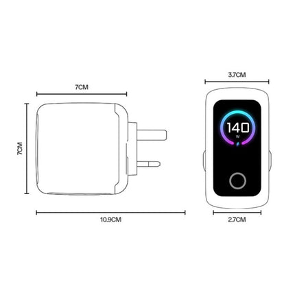 Yesido YC158 140W Dynamic Digital Display Charger, UK Plug