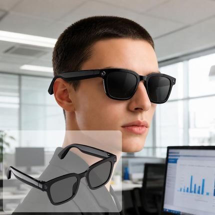 V03 Pro Smart AI Glasses with 8MP HD Camera, Video Recording WiFi Transmission, Al Smart Voice Assistant, Anti Blue Light Lens, Sunglasses