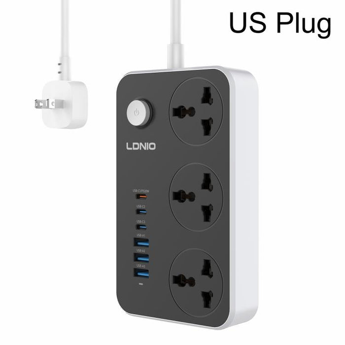 LDNIO SC3604C 2500W 6 x USB Ports 3 x AC Universal Power Socket, Cable Length: 2m, US Plug, EU Plug, UK Plug