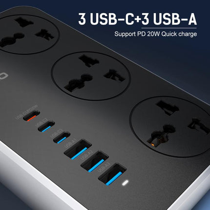 LDNIO SC3604C 2500W 6 x USB Ports 3 x AC Universal Power Socket, Cable Length: 2m, US Plug, EU Plug, UK Plug