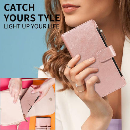 P03 Imitation Calf Leather 9 Card Slots Zipper Phone Case with Wrist Strap, For iPhone 18 Pro / 17 Pro, For iPhone 18 Pro Max / 17 Pro Max, For iPhone 16e / 17e, For iPhone 17