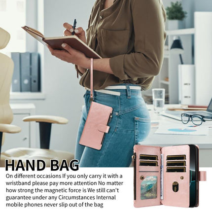 P03 Imitation Calf Leather 9 Card Slots Zipper Phone Case with Wrist Strap, For iPhone 18 Pro / 17 Pro, For iPhone 18 Pro Max / 17 Pro Max, For iPhone 16e / 17e, For iPhone 17