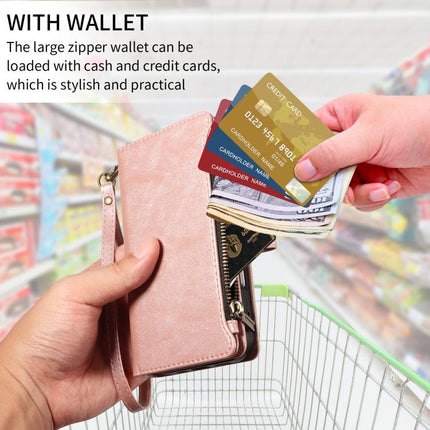 P03 Imitation Calf Leather 9 Card Slots Zipper Phone Case with Wrist Strap, For iPhone 18 Pro / 17 Pro, For iPhone 18 Pro Max / 17 Pro Max, For iPhone 16e / 17e, For iPhone 17