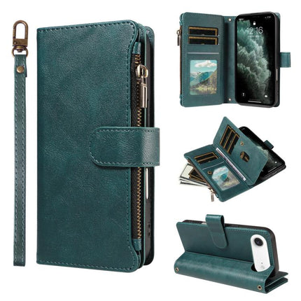 P03 Imitation Calf Leather 9 Card Slots Zipper Phone Case with Wrist Strap, For iPhone Air, For iPhone 16 Pro Max, For iPhone 16 Pro, For iPhone 16 Plus