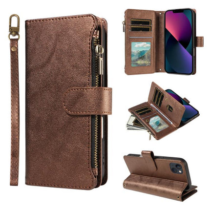 P03 Imitation Calf Leather 9 Card Slots Zipper Phone Case with Wrist Strap, For iPhone 18 Pro / 17 Pro, For iPhone 18 Pro Max / 17 Pro Max, For iPhone 16e / 17e, For iPhone 17