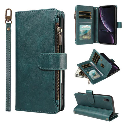 P03 Imitation Calf Leather 9 Card Slots Zipper Phone Case with Wrist Strap, For iPhone XR, For iPhone XS Max, For iPhone 6 Plus / 7 Plus / 8 Plus