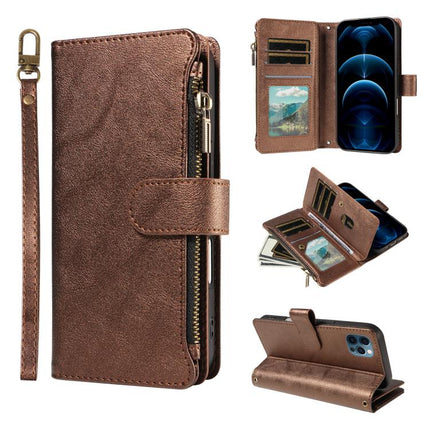 P03 Imitation Calf Leather 9 Card Slots Zipper Phone Case with Wrist Strap, For iPhone 14 Pro Max, For iphone 6 / 7 / 8 / SE2 2020 / SE3 2022, For iPhone 13 Pro Max, For iPhone 13 Pro