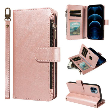 P03 Imitation Calf Leather 9 Card Slots Zipper Phone Case with Wrist Strap, For iPhone 14 Pro Max, For iphone 6 / 7 / 8 / SE2 2020 / SE3 2022, For iPhone 13 Pro Max, For iPhone 13 Pro