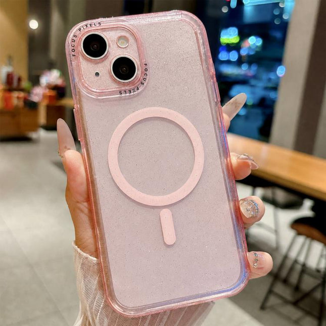 Glitter Letter Lens Frame Magnetic Phone Case, For iPhone 15, For iPhone 14, For iPhone 14 Pro, For iPhone 14 Pro Max