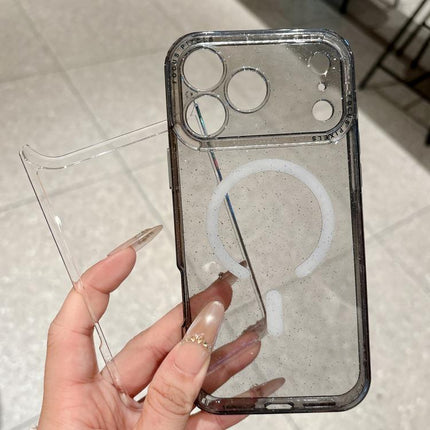 Glitter Letter Lens Frame Magnetic Phone Case, For iPhone 15, For iPhone 14, For iPhone 14 Pro, For iPhone 14 Pro Max