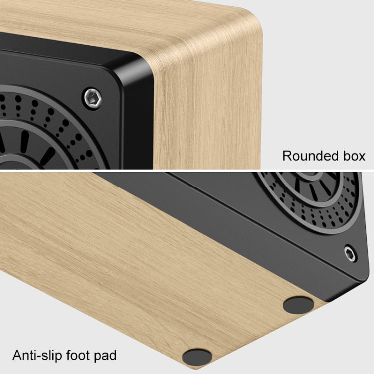 A10 Subwoofer Wooden Clock Bluetooth 5.0 Speaker, Support TF Card & U Disk Play & FM Radio