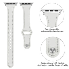 Leather Replacement Strap Watchband with Steel Button, For Apple Watch Series 7  41mm / & 6 & SE & 5 & 4 40mm, For Apple Watch Series  7  45mm / & 6 & SE & 5 & 4 44mm