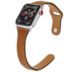 Leather Replacement Strap Watchband with Steel Button, For Apple Watch Series 7  41mm / & 6 & SE & 5 & 4 40mm, For Apple Watch Series  7  45mm / & 6 & SE & 5 & 4 44mm