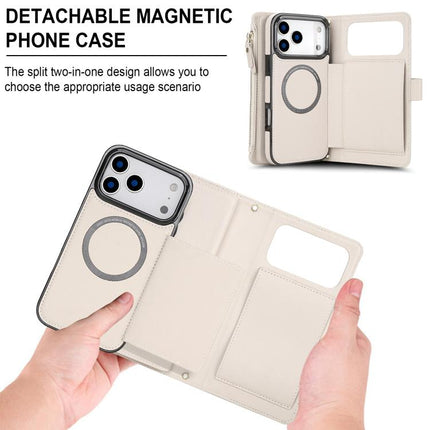 KLT-033 Detachable 2 in 1 Zipper Wallet Magnetic Phone Case with Lanyard, For iPhone 17 Pro Max, For iPhone 17 Pro, For iPhone 17