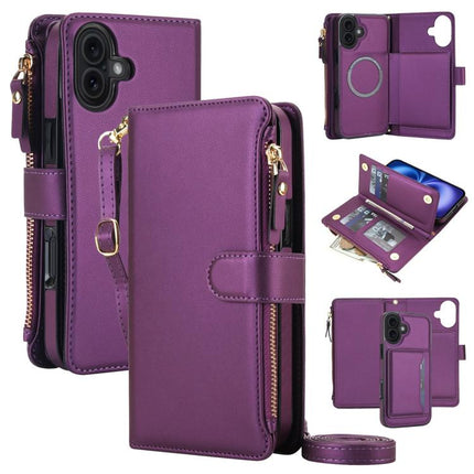 KLT-033 Detachable 2 in 1 Zipper Wallet Magnetic Phone Case with Lanyard, For iPhone 17 Pro Max, For iPhone 17 Pro, For iPhone 17