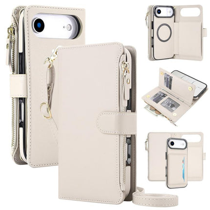 KLT-033 Detachable 2 in 1 Zipper Wallet Magnetic Phone Case with Lanyard, For iPhone Air, For iPhone 16 Pro Max, For iPhone 16 Pro