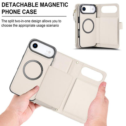 KLT-033 Detachable 2 in 1 Zipper Wallet Magnetic Phone Case with Lanyard, For iPhone Air, For iPhone 16 Pro Max, For iPhone 16 Pro