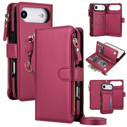 KLT-033 Detachable 2 in 1 Zipper Wallet Magnetic Phone Case with Lanyard, For iPhone Air, For iPhone 16 Pro Max, For iPhone 16 Pro